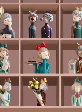 北欧女孩玄关钥匙收纳摆件轻奢高档客厅酒柜装饰品高级感小众家居