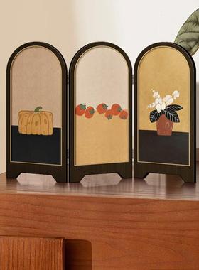 新中式青鸟屏风桌面摆件入口柜茶几家居装饰客厅绘画礼品