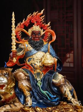台湾纯铜珐琅彩赵公明财神家用供奉骑虎武财神赵公明神像客厅摆件