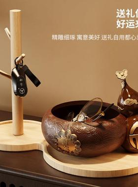 聚宝盆招财入户钥匙收纳玄关摆件轻奢高档客厅装饰新中式开业礼物