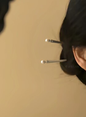 复古风拉丝仿水晶球盘发簪子