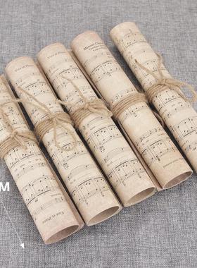 英文乐谱书卷钢琴琴谱五线谱书页样板房书房摆件现代软装饰品庭院