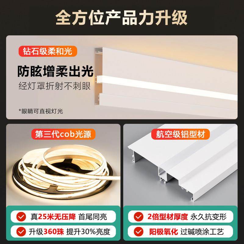 明装双眼皮一体线型灯免吊顶线形灯客厅天花发光顶角线灯槽线条灯,淘宝优惠券,粉丝福利购,淘宝优惠卷