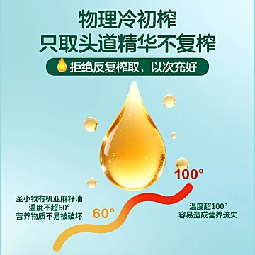 圣小牧有机亚麻油一级标冷榨亚麻酸≥54[23元优惠券]-寻折猪
