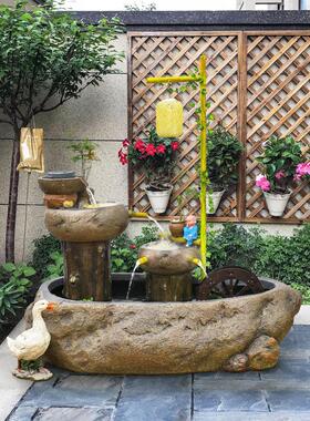 花园阳台民宿院子养鱼池循环流水摆件假山喷泉造景装饰落地水景观