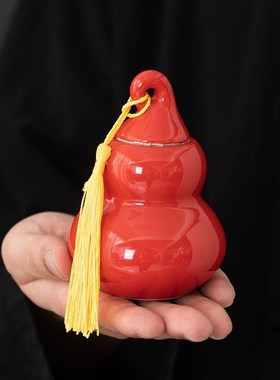 黄色陶瓷葫芦卫生间厨房在西北葫芦摆件火烧天门五行补角葫芦装饰