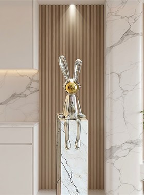 轻奢太空兔子坐姿摆件入户玄关电视柜高档样板间酒店W大堂软装饰