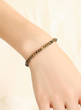 天然绿檀手串男女檀木念珠老山木质檀香木K情侣学生绿檀木手链佛