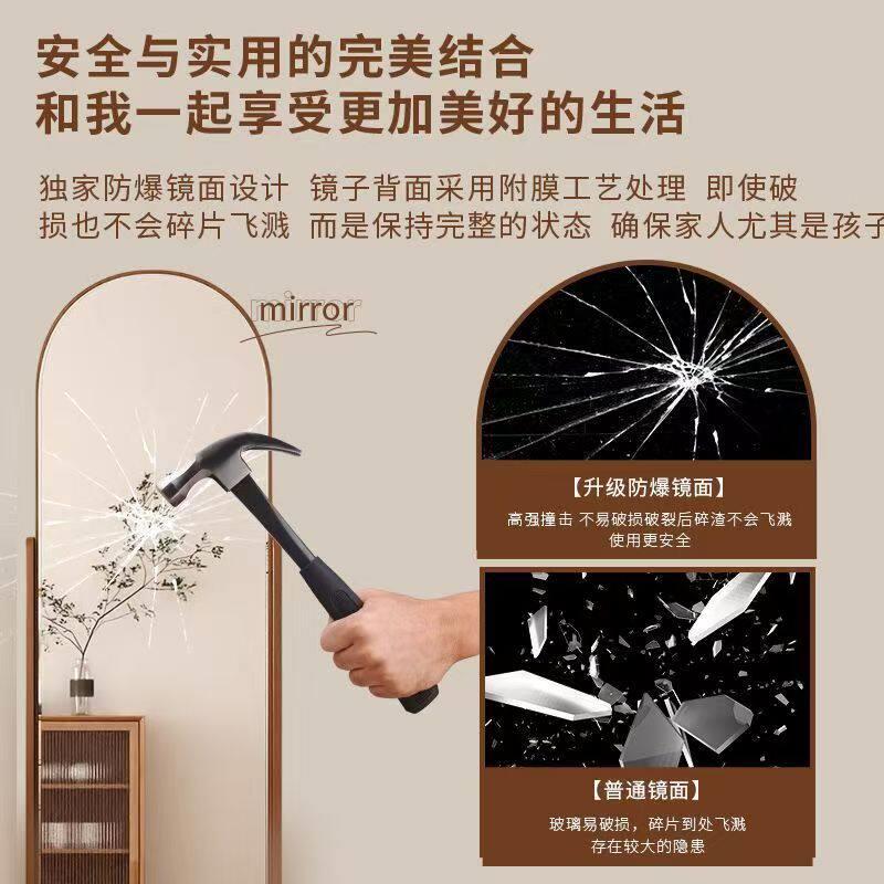 Movable universal wheel solid wood hole board with full-length mirror floor-standing 360-degree rotatable home storage rack