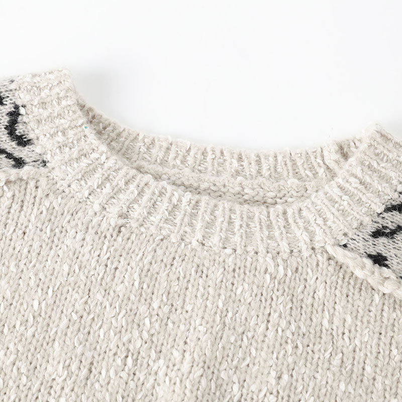 NANJIE/楠姐【暖冬曲奇】秋冬豹纹元素拼接保暖圆领毛衣XNS6712 - 图1