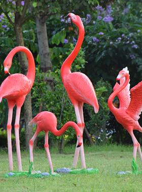 玻璃钢火烈鸟雕塑户外花园庭院水池摆件园林景观彷真动物布置造景