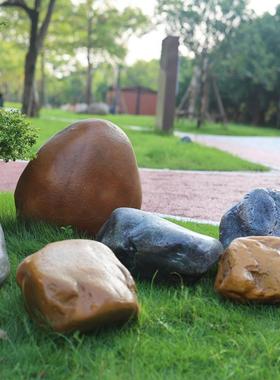 仿真空心石头造景庭院景观石户外庭院园林软装玻璃钢井盖假山摆件