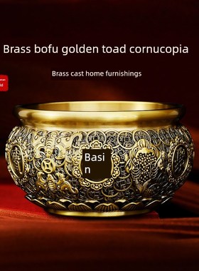 纯铜八福金蟾蜍聚宝盆饰品招财宝储蓄罐M八方招财聚宝盆开幕礼