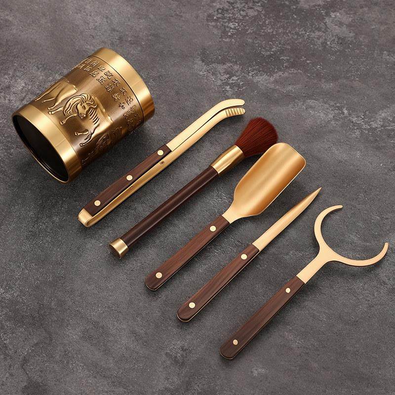 茶道纯铜六君子套装功夫茶具配件大全喝茶用品高档茶夹笔茶针茶勺,淘宝优惠券,粉丝福利购,淘宝优惠卷