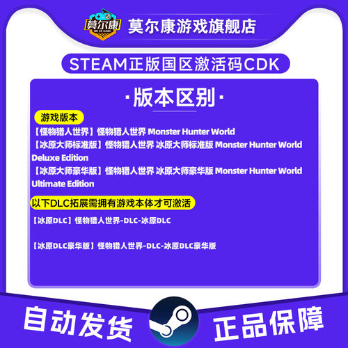 Steam怪物猎人世界 冰原DLC 怪猎世界组合包国区激活码CDk PC游戏 - 图0