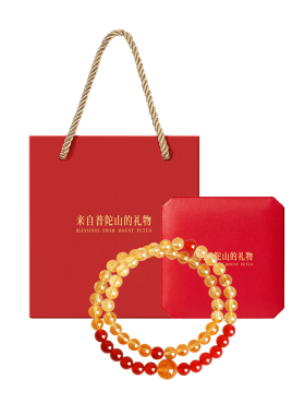 遇见普陀山正品红玛瑙黄塔晶手链招财转运手串女情绪稳定多圈手链