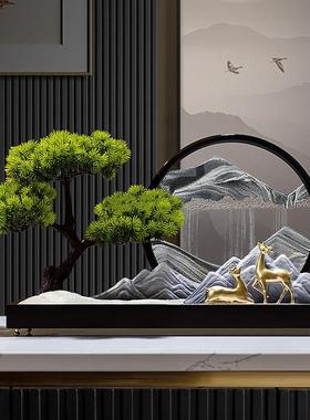 创意迎客松流沙画 画摆件沙漏新中式客厅招财电视柜玄关办公室装