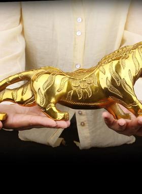 铜老虎摆件黄铜虎上山虎虎生威生肖虎补角中式家居客厅桌面装饰品