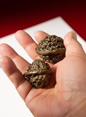 古铜官 文玩手盘核桃健身山老狮子头男士把玩精品官帽虎头手把件