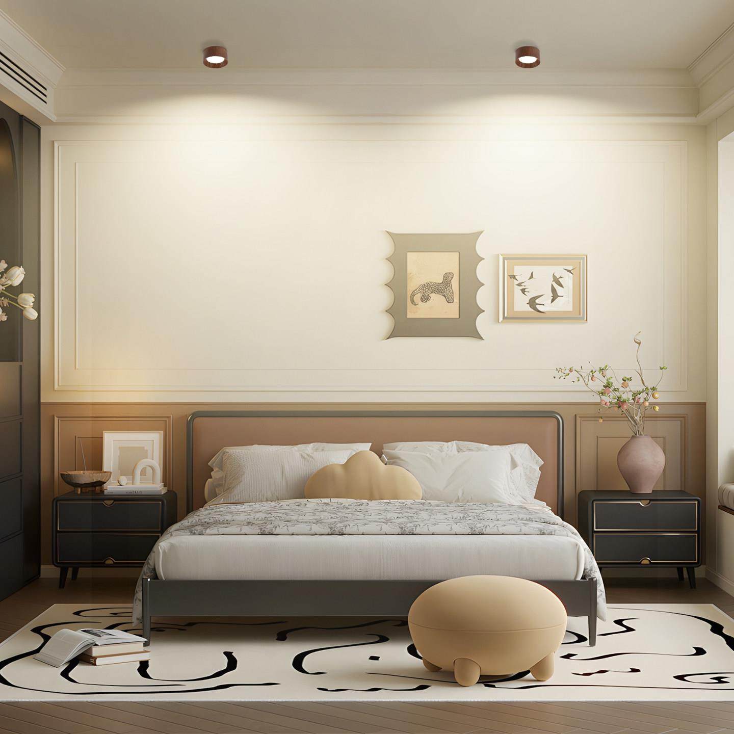 超薄明装筒灯覆古新中式胡桃木纹无主灯全光谱护眼防眩玄关吸顶灯,淘宝优惠券,粉丝福利购,淘宝优惠卷