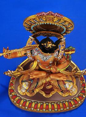 王师兄藏式文殊菩萨尼泊尔纯铜做旧客厅精工佛台供奉摆件像家用