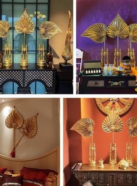 异丽泰国风情软装饰品东南亚风格摆件泰式美容院会所菩提扇装饰品