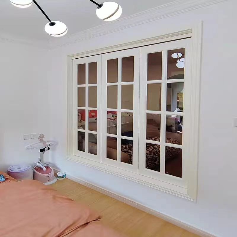 左右折叠窗户白色格子窗烤漆实木定制玻璃窗原木推拉窗对开窗隔断 - 图2