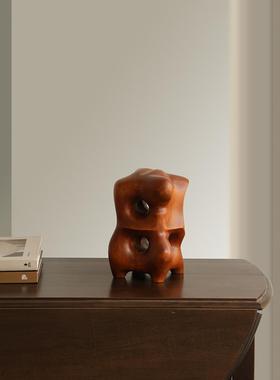 形上中古风实木小众雕塑Hartoyo经典覆刻精致几何体桌面装饰摆件