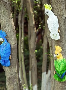 仿真小鸟鹦鹉摆件 户外花园装饰 小区别墅庭院挂件园林雕塑树脂