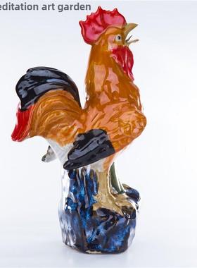 石湾陶瓷鸡摆件风水福鸡生肖鸡客厅工艺品摆件新中国风家居摆件