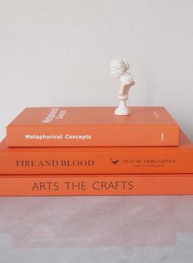 橙黄现代风格 样板房装饰书 样板间陈列仿真书 售楼处道具书摆件