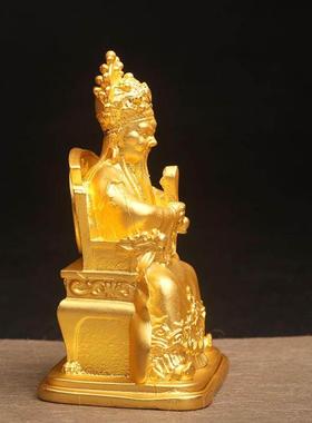 原色黄铜小摆件桌面招财五爷财神爷佛像茶道茶宠装饰品礼品工艺品