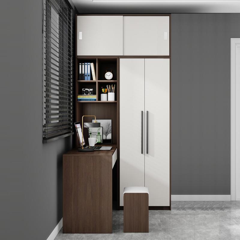 简约北欧小户型儿童房连体书桌柜 学生写字台L型转角电脑桌衣柜 - 图1