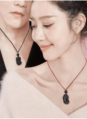 招财貔貅吞金兽粉首晶黑曜石转炼运珠编EDZ绳情侣本项兔饰命年礼