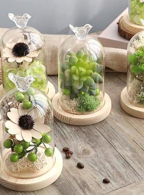 永生花干花玻璃罩工艺品创意家居客厅装饰品摆设新年生日结婚礼物