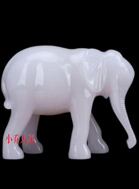 招财大象摆饰一对风水彷白玉吸财吸水象工艺礼品摆饰店铺装饰品家