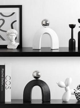 日进斗金高级感小众抽象艺术陶瓷拱门装饰品摆件客厅电视酒柜摆设