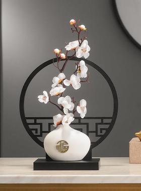 新中式屏风茶室禅意摆件酒柜电视柜客厅玄关古典腊梅办公室装饰品