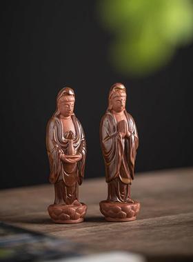陶瓷净瓶观音佛像小摆件口袋佛站立莲花座南海观音菩萨神像工艺品