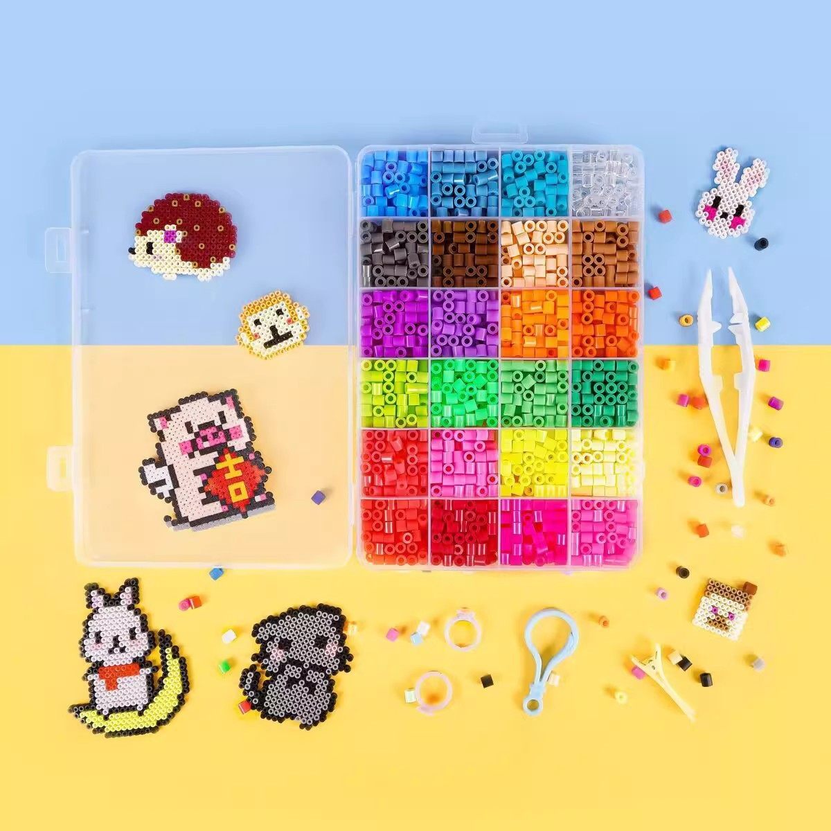 拼豆材料包全套拼豆融合豆5MM拼豆diy套装儿童益智拼豆拼图玩具,淘宝优惠券,粉丝福利购,淘宝优惠卷