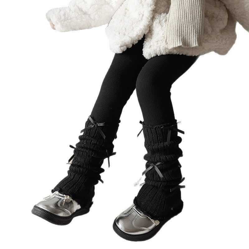 秋冬新款中大童加绒加厚打底裤女宝宝洋气百搭多蝴蝶结堆堆袜,淘宝优惠券,粉丝福利购,淘宝优惠卷