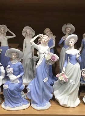 欧式家居装饰品陶瓷摆件客厅酒A柜电视柜房间西洋美女陶瓷工艺品