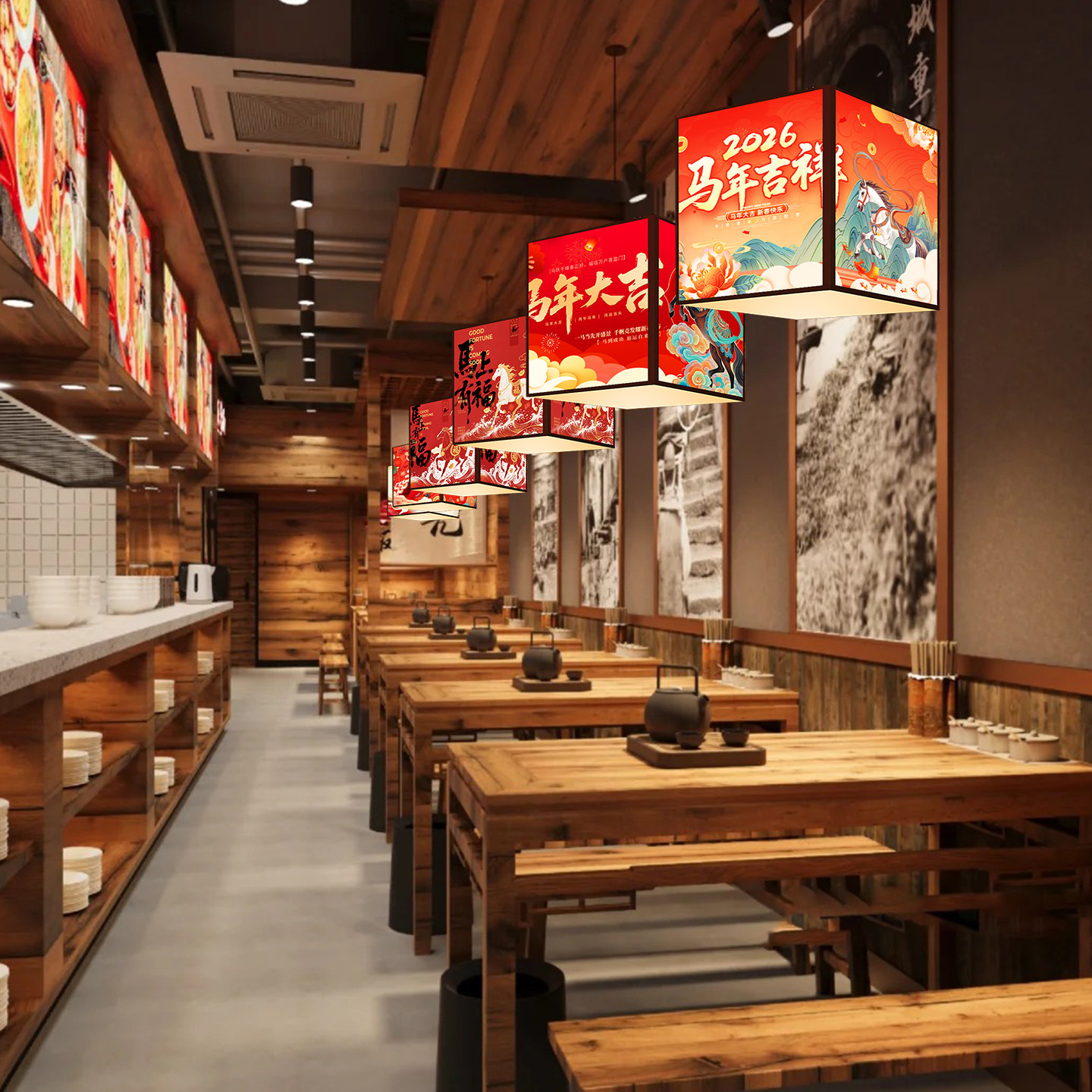 2026国潮吊灯新年灯笼马年春节装饰饭店火锅店定制广告户外灯具,淘宝优惠券,粉丝福利购,淘宝优惠卷