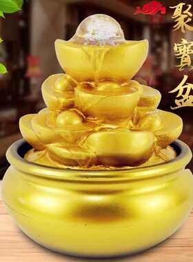 直销树脂流水喷泉招财树办公室桌面招财摆件工艺品礼品