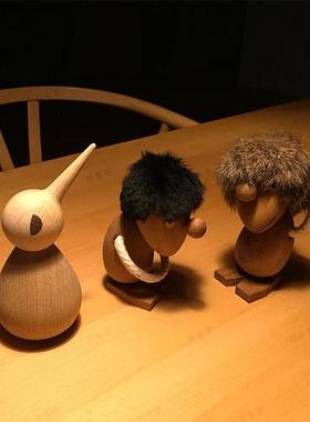 乐观者与悲观者 北欧ins经典摆件丹麦木偶创意办公室木质玩偶礼物