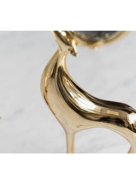 黄铜鹿摆件现代轻奢客厅电视柜酒柜水晶球鹿办公桌书房招财装饰品