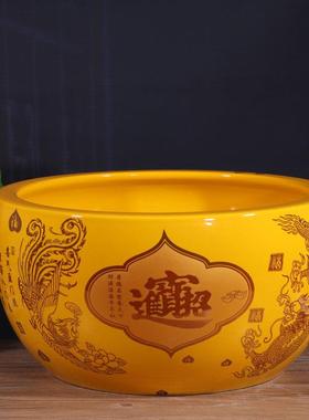 景德镇陶瓷聚宝盆风水招财缸玄关装饰摆饰花盆养鱼缸开 业礼品包