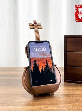 海风威胡桃木琵琶摆件国风文创乐器手机平板桌面支架新婚礼物高档