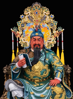 关圣帝君背光摆件纯手工合金配饰蟒家关公太上老君堂口装饰摆件