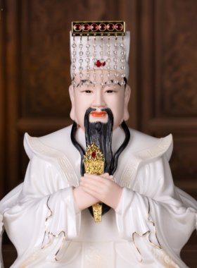 陶瓷玉帝王母神像佛堂供奉摆件
